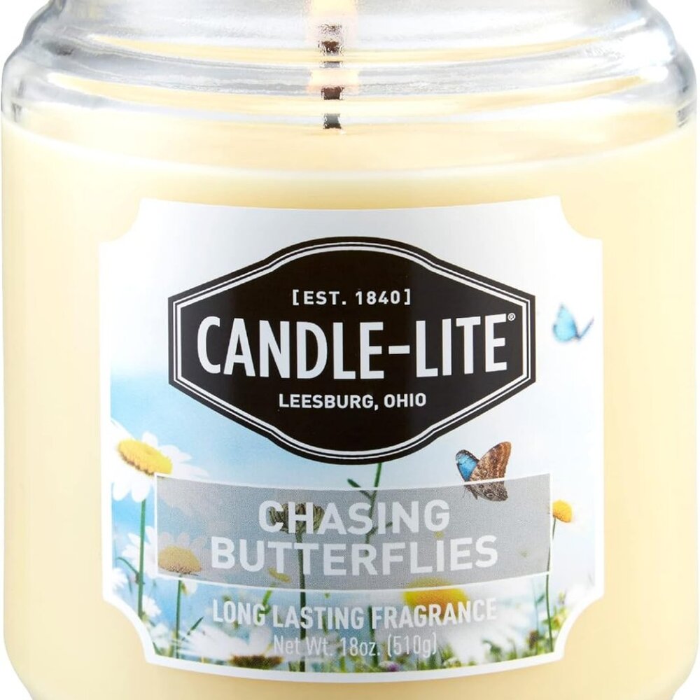 Everday Chasing Butterflies Scented Candle, 18 oz. Aromatherapy Candle, Off-Whit